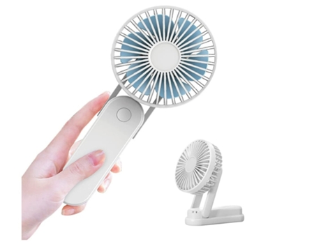 Ventilador de Mano Ventilador portátil Pequeño Mini Ventilador con Pilas Recargables 3 velocidades con Banco de energía Blanco BISBISOUS