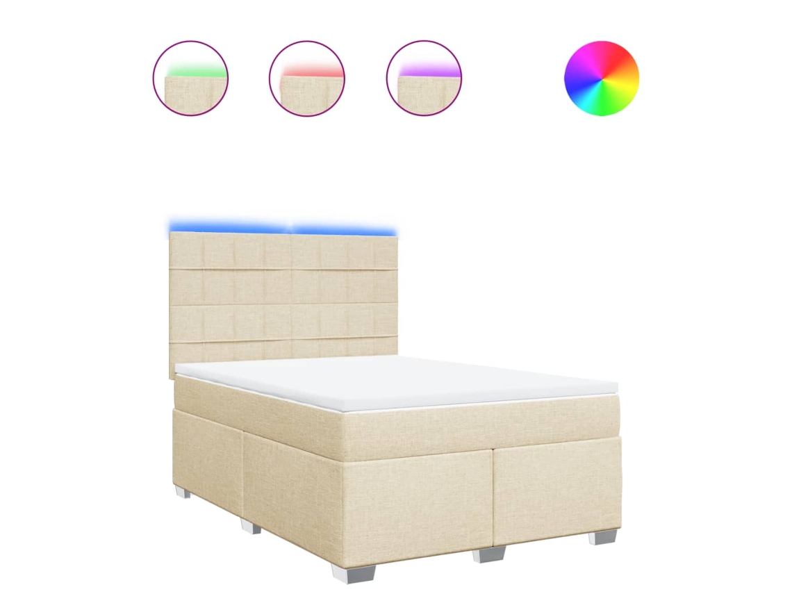 Maison Exclusive - Cama Box Spring Con Colchón Tela Color Crema 140x200 Cm