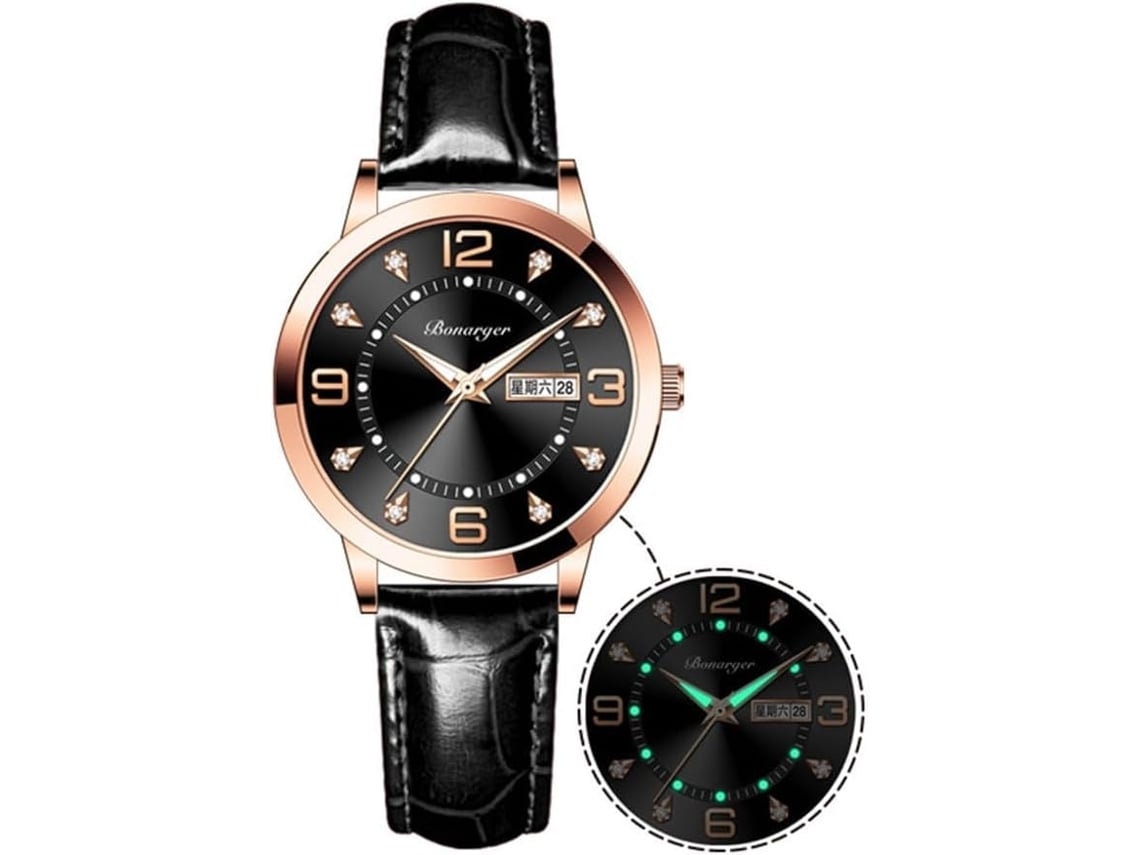 Reloj De Pulsera Femenino Con Correa De Cuero Impermeable Y Carátula Pequeña Con Diamante Azulyuysan