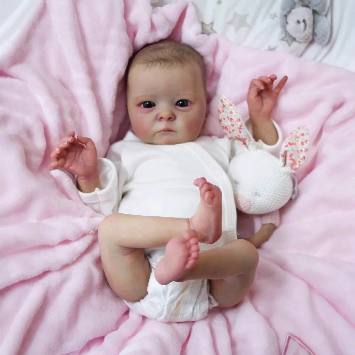 Muñeca realista de recién nacido de 40 cm (16 pulgadas), cuerpo de tela suave, muñeca renacimiento hecha a mano.