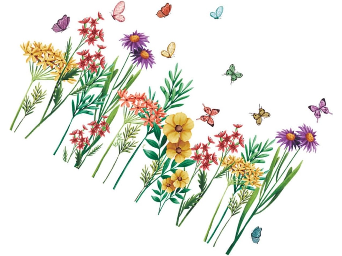 Juego De 2 Pegatinas Decorativas De Pared Con Estampado Y Flores Para Dormitorio Y