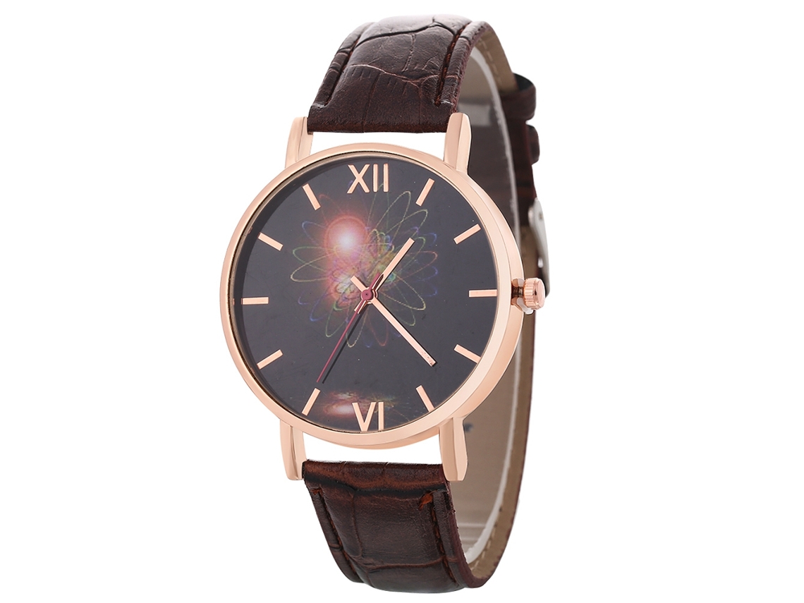 Reloj De Pulsera Analógico De Cuarzo Con Esfera Redonda, Elegante Y Fabricado En Aleación, Para Hombre Y Mujer (color Café).