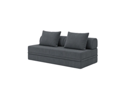 Sofá Modular 3 Lugares Convertible Veludo Regular Cinza