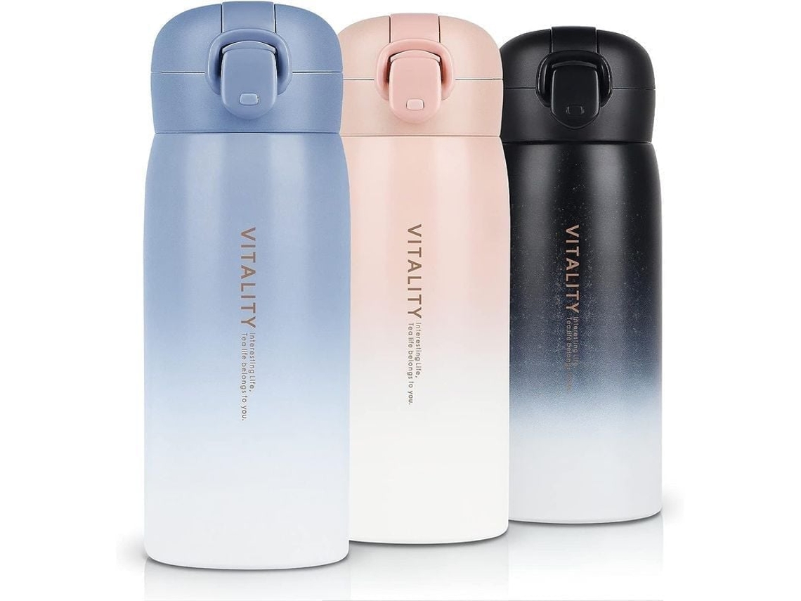 Taza Térmica Linjou, Anti-fugas, Acero Inoxidable, 380ml Azul Para Bebidas Calientes Y Frías