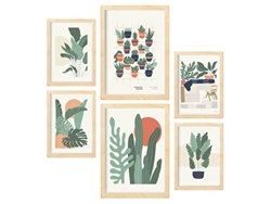 NACNIC Set De 6 Posters Minimalismo En Colores Pastel Plantas De Desierto Láminas De Paisajes Y Naturaleza Para  Tamaños A3 & A4 Marcos Color Madera