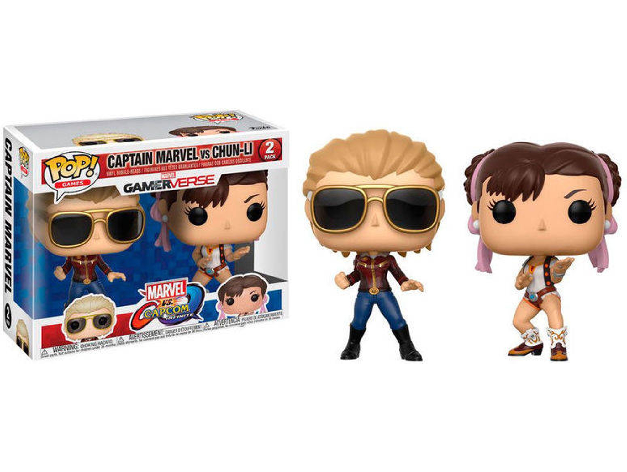 Conjunto de Figuras FUNKO POP! Marvel Captain Marvel vs Chun-Li