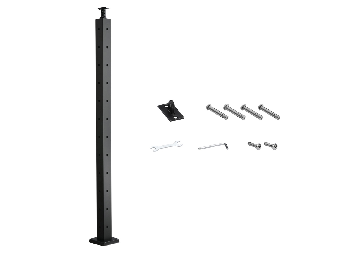 Poste de pasamanos en forma de L Succebuy 106,7 x 5 x 5 cm, negro