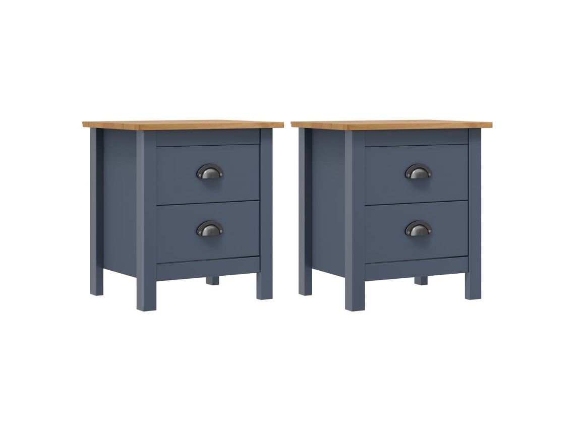 Mesitas de Noche LOVELY HOME Mesinha Hill 2 Pcs 46X35X49,5 Cm Pinho Cinza