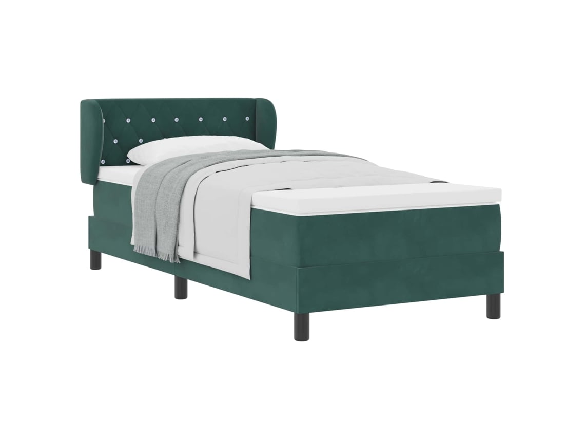 Maison Exclusive - Cama Tipo Box Spring Verde Oscuro 90 X 200 Cm Terciopelo