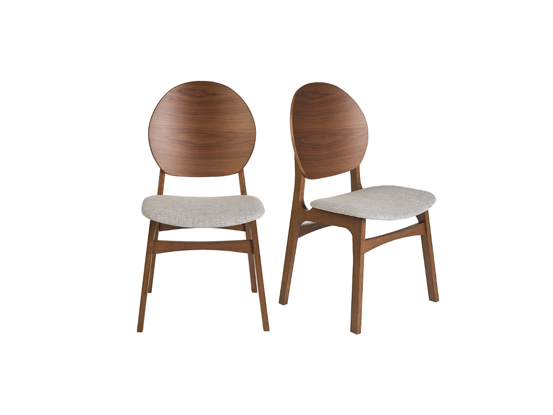 Sillas Escandinavas En Madera Oscura Y Tela Gris Claro (lote De 2) Elton Miliboo