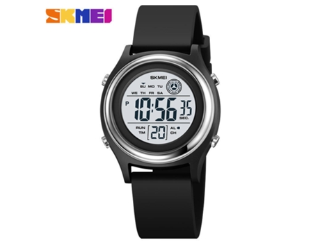 Reloj deportivo digital para mujer Pantalla LED Electrónica Reloj resistente al agua-negro LUUCOZK