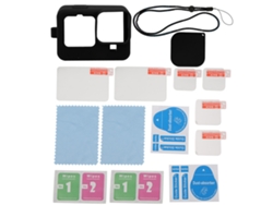 NEVEANCE Funda de Silicona con Película Protectora para Pantalla y Tapa para Lente, Accesorios para Gropo 9 (Negro)