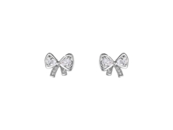 Pendientes De Lazo, Plata De Ley 999 Con Circonita Brillante, Pendientes Delicados Para Mujer.