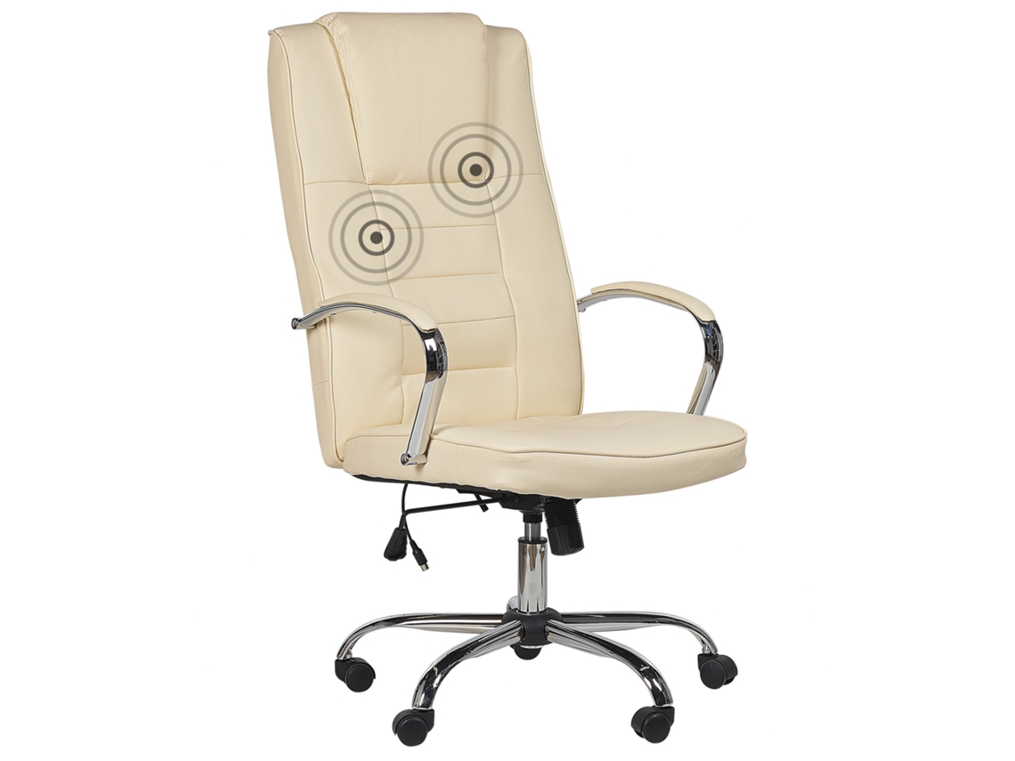Sillón de masaje BELIANI Grandeur de Piel sintética Beige 53x73x135