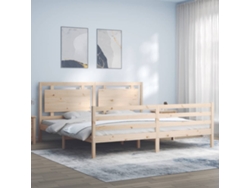 Cama De Matrimonio | Cama Para Adultos | Estructura De Cama Con Cabecero Madera Maciza 200x200 Cm