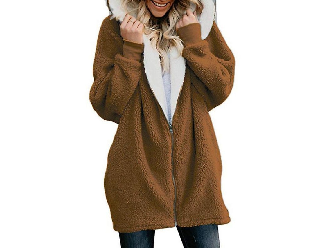 2026-abrigo Con Capucha Fluffy Para Mujer Chaqueta Forrada De Felpa Outerwear