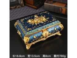 (oro Y Azul) Joyero Court, Caja De Almacenamiento De Anillos De Estilo Antiguo Y Creativo