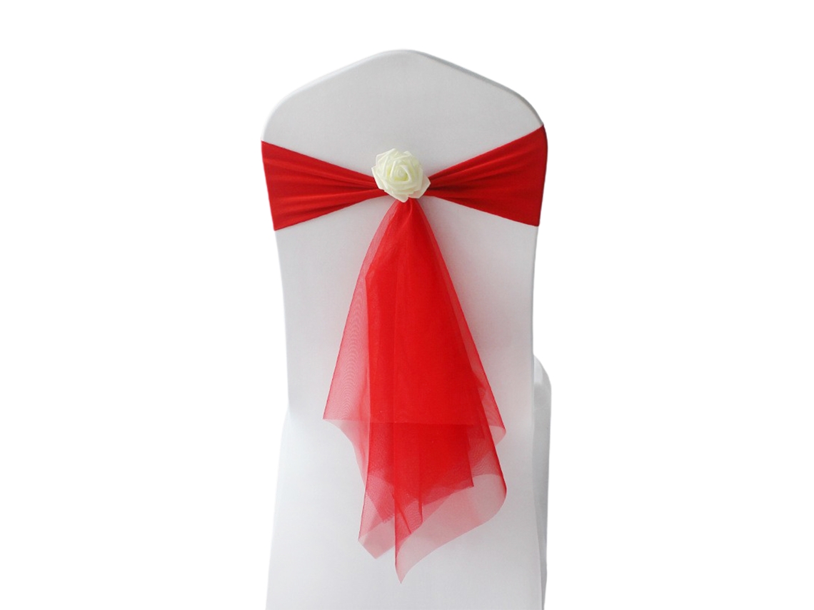 Bandas Elásticas Florales Para Sillas, Reutilizables Para Bodas, Eventos Y Fiestas, 35x15cm, Rojas