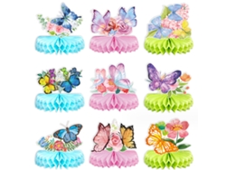 9 piezas de centros de mesa de mariposas, decoración de cumpleaños con temática de mariposas NEVEANCE