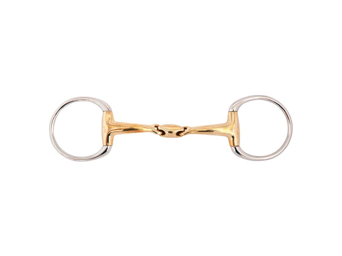 Snaffle de Ponta de Ovo de Articulação Dupla Anatômico Soft Contact 16 Mm Argolas 65 Mm Brigadeiro Dourado 12.5 Cmbr
