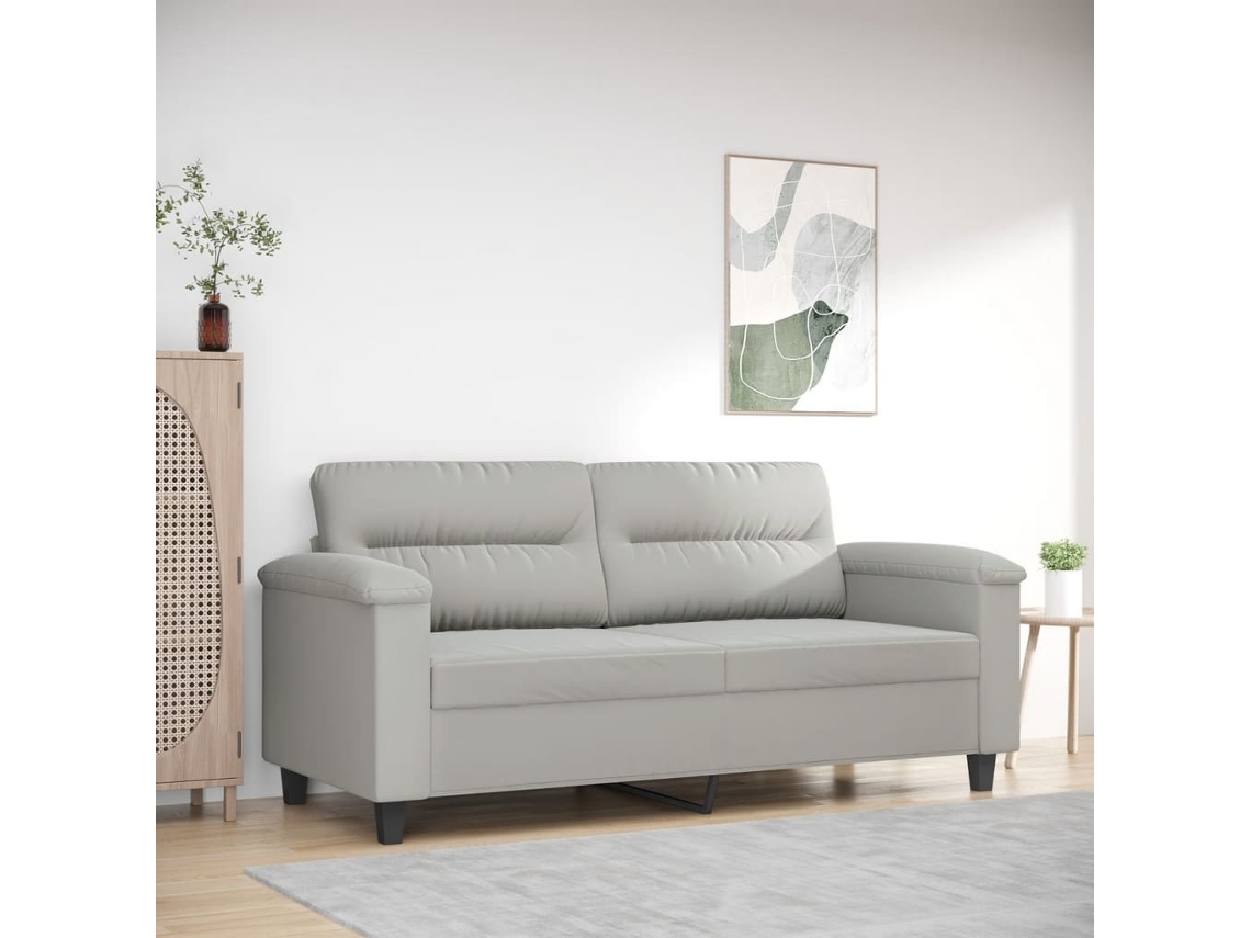 Sofá De 2 Plazas | Sofá De Salón | Sofá De Descanso De Tela De Microfibra Gris Claro 140 Cm Wsd922735