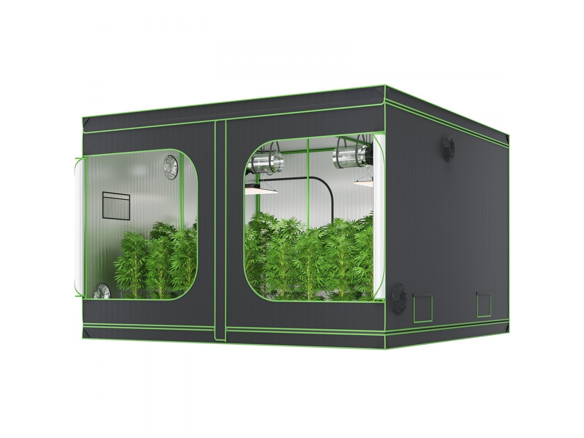 Caja de cultivo 305x305x203cm con estructura de acero, tela Oxford 600d y ventana de observación Tekmaquinas