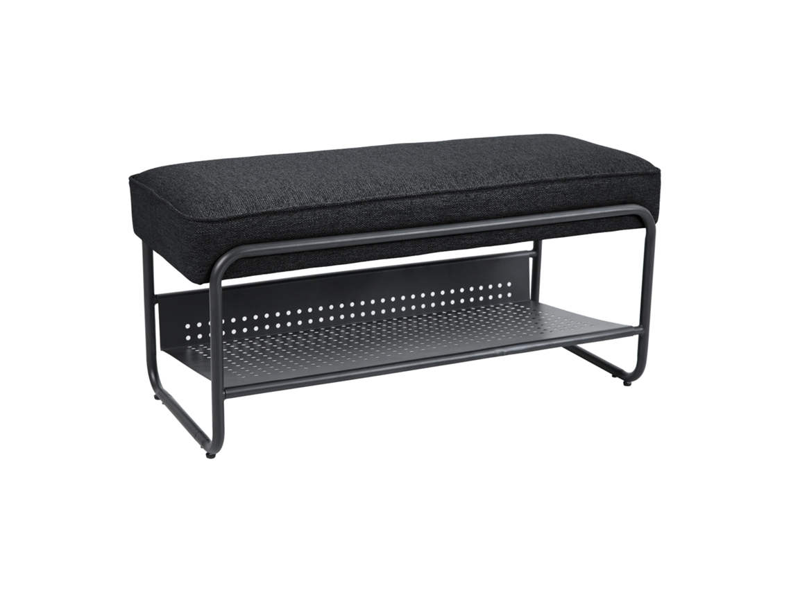 Banco Zapatero Lillehammer Metal/textil 90x37x42cm - Negro [EN.CASA]