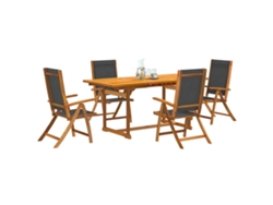 Juego de comedor de jardín de 5 piezas de acacia maciza y textilene Dkd Home Decor
