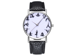 Reloj De Pulsera De Cuero Negro Para Mujer Y Hombre Moda Analógico De Cuarzo Zhoulianfa