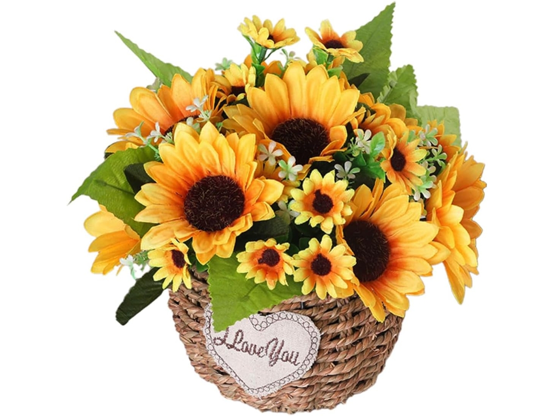 Girasol Artificial En Maceta: Decorativo Y Sin Necesidad De Mantenimiento Para Sala De Estar, Oficina Y Decoración De Interiores.
