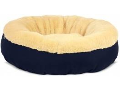 Cama Redonda para Perros y Gatos GAUTY Tela Impermeable y pelo (Beige y Azul - 57 cm)