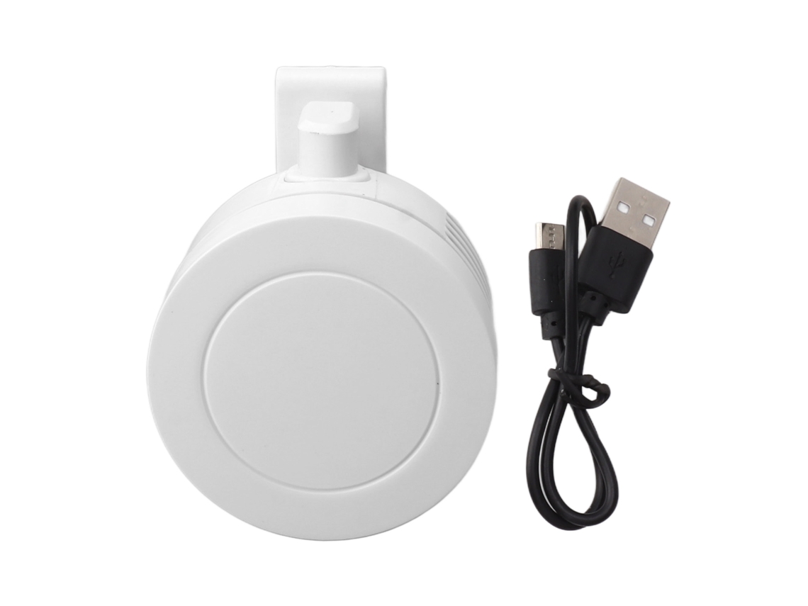 Ventilador portátil recargable por USB con batería de 900 mAh y bajo nivel de ruido.