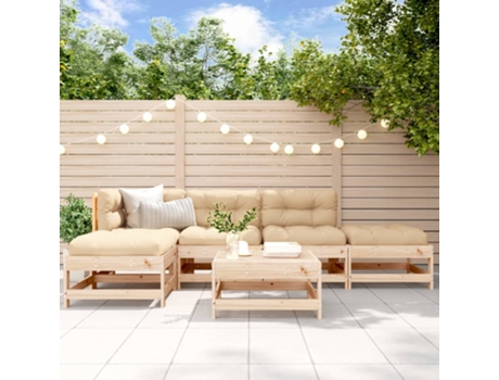 Conjunto 6 de muebles de jardín VIDAXL y cojines madera maciza