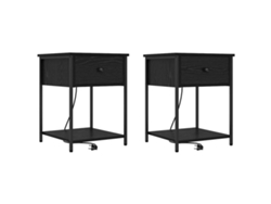 Maison Exclusive - Armario De Noche Con Cajón 2 Pcs Roble Negro 42 X 41 X 56 Cm