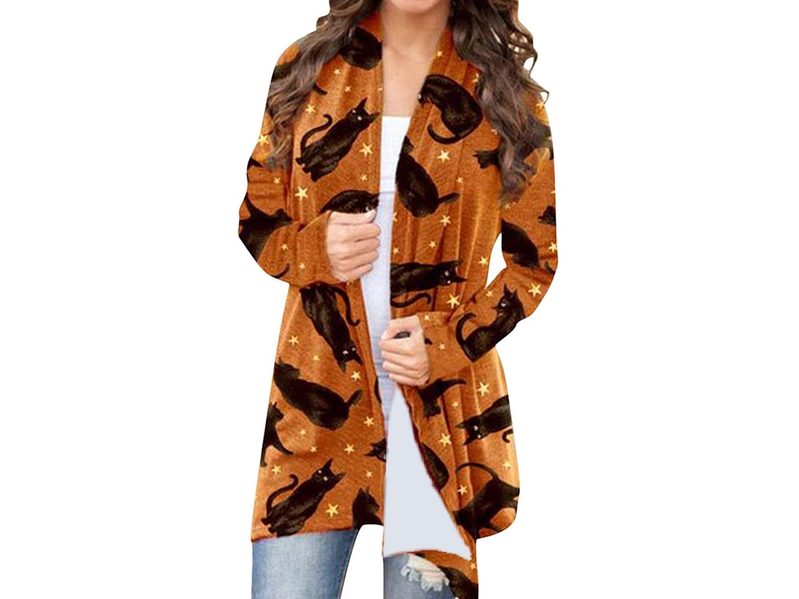 Omni-blusa De Halloween Con Frente Abierto, Manga Larga, Impresa Y Ajuste Holgado, Chaqueta Casual Elegante Tipo 4 L