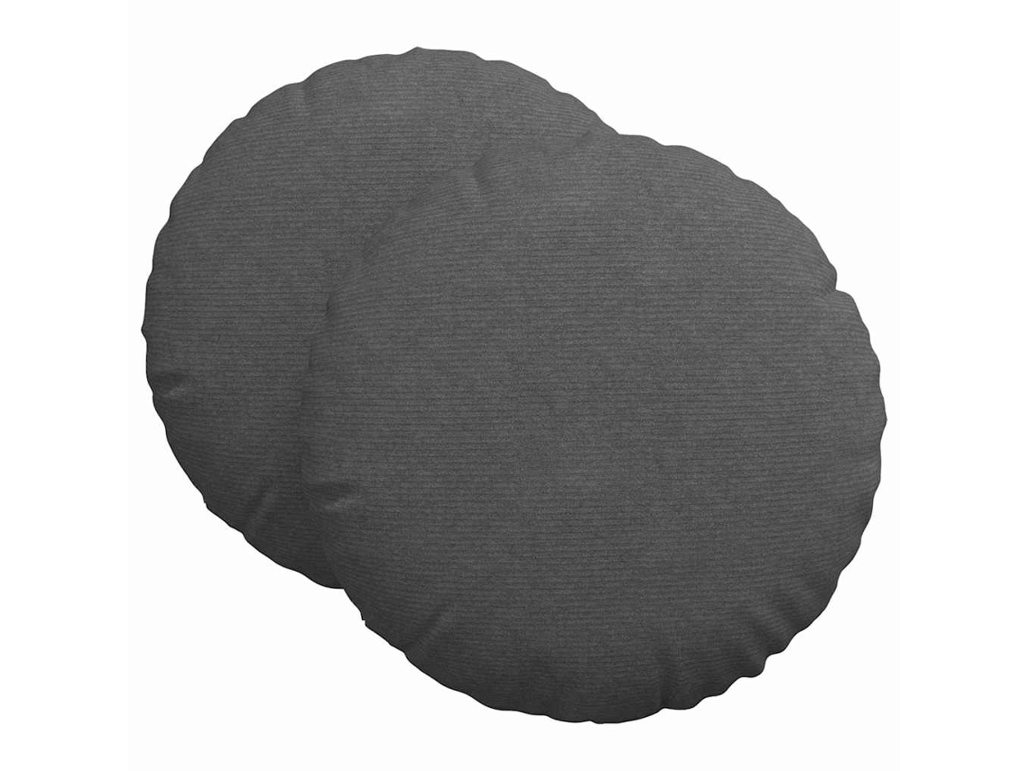 Cojines Para Asiento 2 Uds Gris Oscuro Ø 60 Cm Tela De Pana