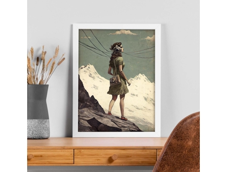 NACNIC Poster Auriculares En Estilo Surrealismo Cinematográfico Ilustraciones Y Grabados De Historieta Abstracta Y Artística A4 Marcos Negros