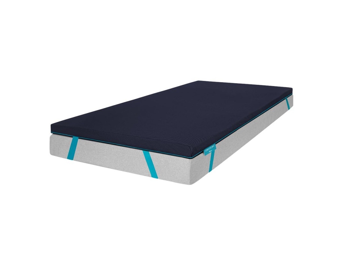 Topper Viscoelástico Flow TopSerenity 135x190 Cubrecolchón Sobrecolchón Viscoelástica 100% de 5cm de Altura 4 Correas Elásticas Antideslizantes Funda Exterior con Cremallera CECOTEC