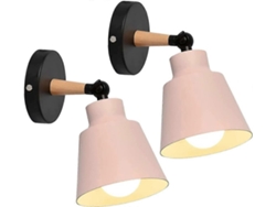Rebe-2 Paquetes De Lámparas De Pared Vintage Industrial E27 (rosa) Ajustables 180° Para Salón Cocina Hotel Café