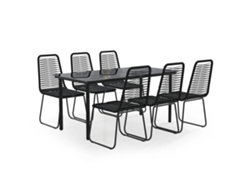 Conjunto 7 de comedor para jardín VIDAXL negro