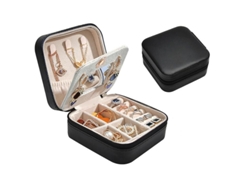2026-caja De Joyería Portátil Con Espejo Para Pendientes Anillos De Capa Sencilla Material Pu