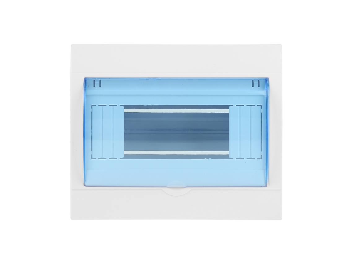 Caja De Distribución De Plástico Para Interruptor Automático De Pared Interior De 5 A 8 Vías Con Tapa Transparente Azul.