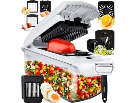 Picadora de verduras 9 en 1, cortadora en espiral de verduras, picadora de cebolla con contenedor, picadora de alimentos profesional, cortadora en ...
