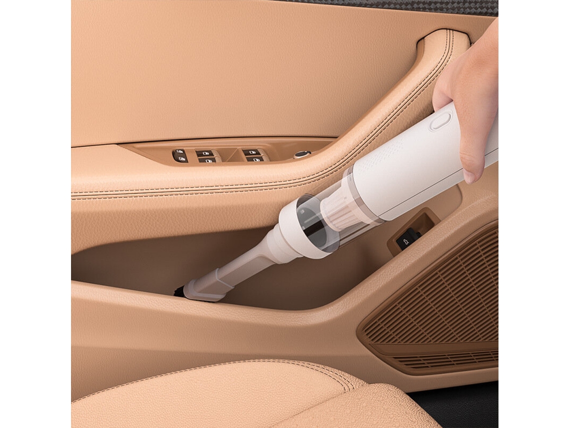 Aspiradora de mano inalámbrica para coche, color blanco, 90 W, 11000 Pa, potente succión sin escobillas, carga tipo C para uso doméstico en coche.