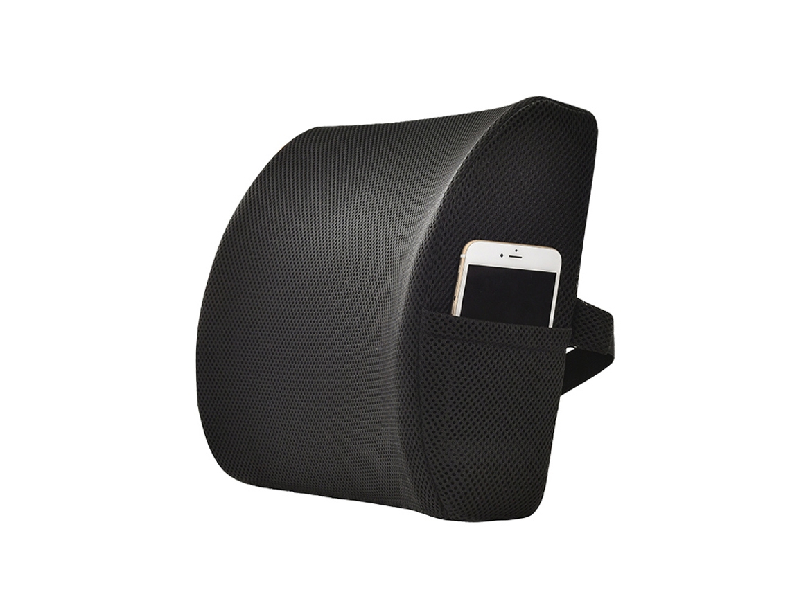 Almohada De Espuma Viscoelástica Transpirable Para Soporte Lumbar, Ideal Para Silla De Oficina O Coche, Alivia El Dolor Lumbar, Negro Gertiz