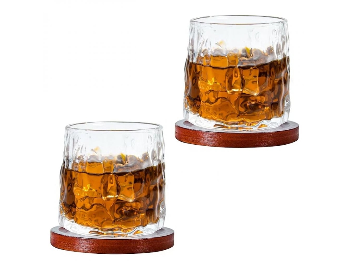 Vasos Old Fashioned giratorios para amantes del whisky, vasos de whisky de cristal