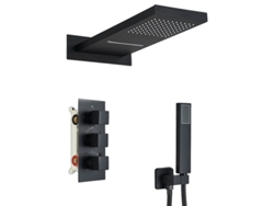 Juego de grifo de ducha termostático para pared, color negro mate, OEM