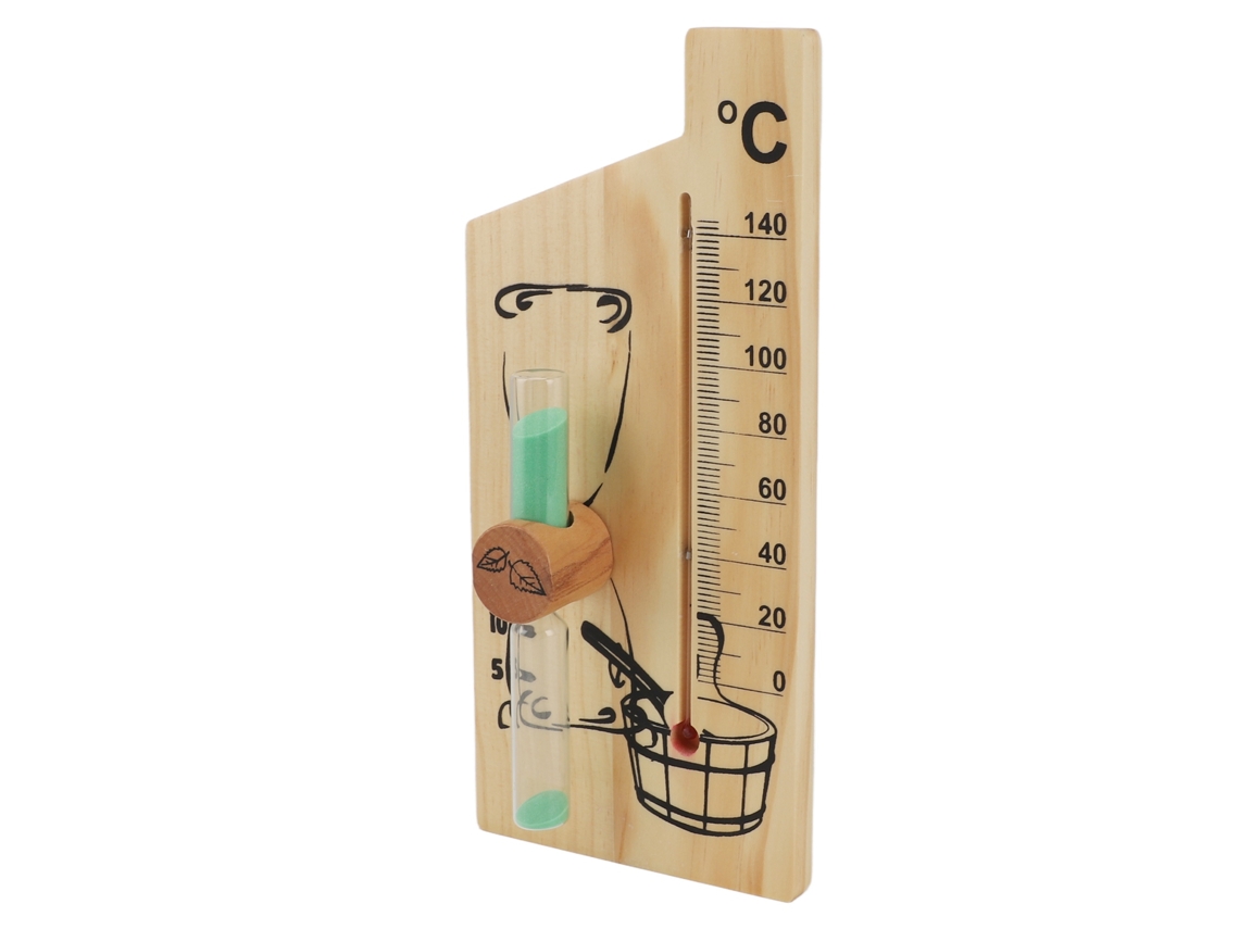 Termómetro De Sauna Con Ampolla De Arena 15 Minutos Madera Dorada Medición 0 140°c