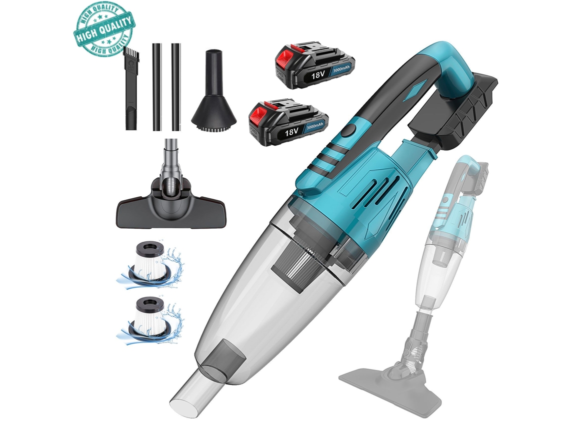 Aspiradora portátil 2 en 1 para coche, aspiradora de mano compacta y potente con 2 baterías, adecuada para coches, suelos y mascotas.