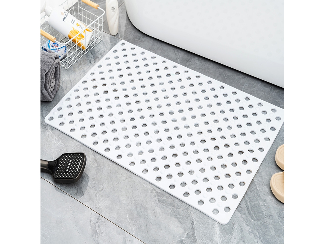 Alfombrilla De Baño Antideslizante Para Masaje De Pies Con Ventosa Y Orificio De Drenaje (blanca/57 X 88 Cm) Digitallab